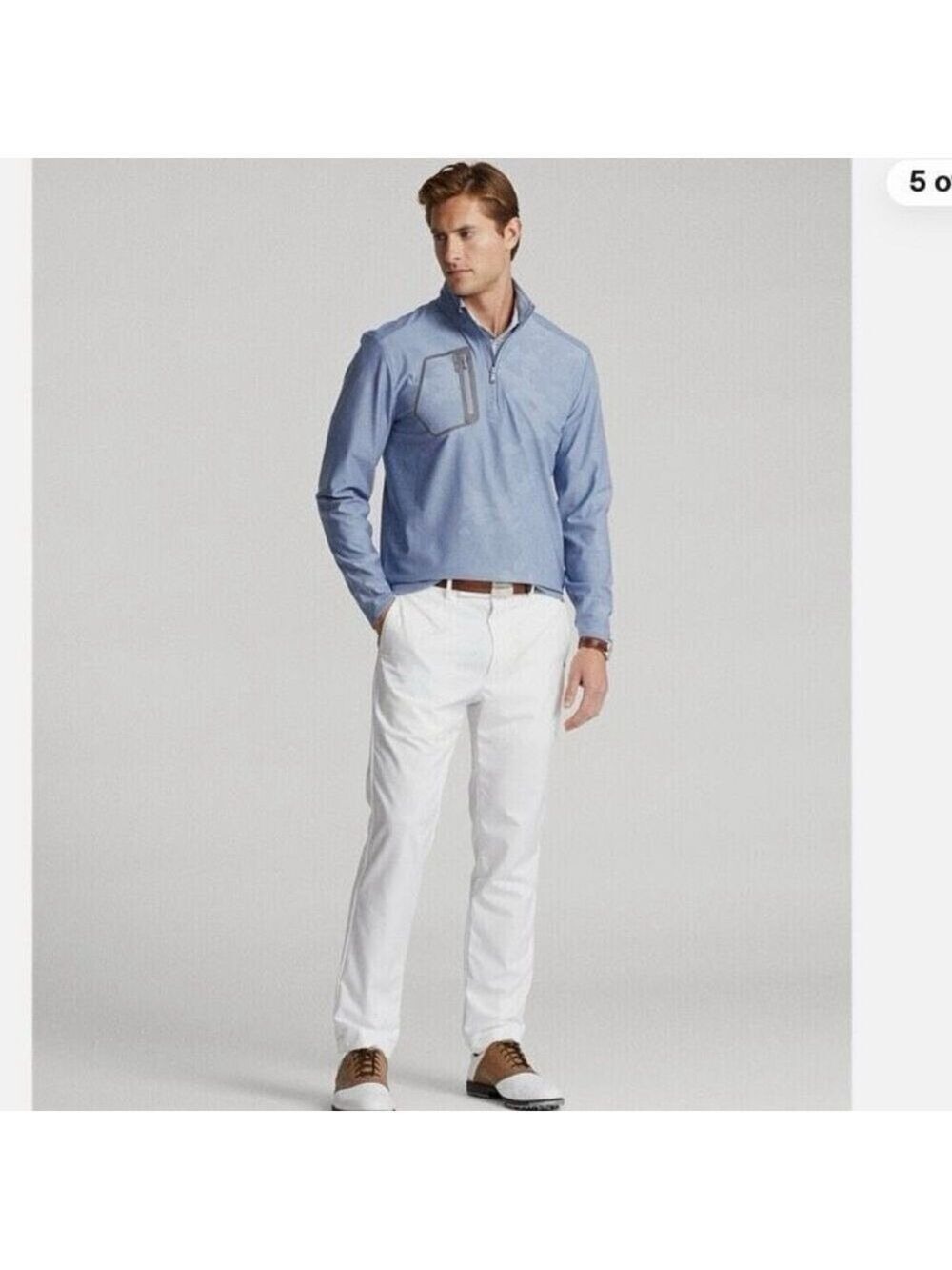 RLX Ralph Lauren Golf Performance Luxury Pullover Jersey Camo Light Blue Men’s L